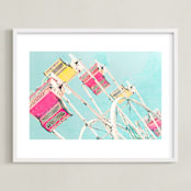 "Fair Days 3" - Art Print in Aqua, Pink, Yellow by Shannon Howard - Framed
