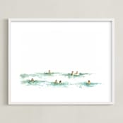 "Last summer" - Art Print in la mer blue by Lulaloo - Framed