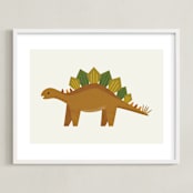 "Stegosaurus" - Art Print in Cream by Amy Mullen - Framed