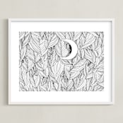 "Peek A Boo" - Art Print in Black & White by Helen H Wu - Framed