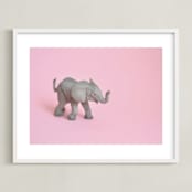 "Toy Elephant" - Art Print in Pretty Pink by Kinga Subject - Framed