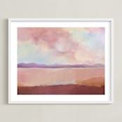 "Coral Desert" - Art Print in desert pink by AlisonJerry - Framed
