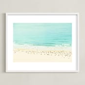 "Remembering a day by the Sea" - Art Print in Turquoise Sea by Jacquelyn Sloane Siklos - Framed