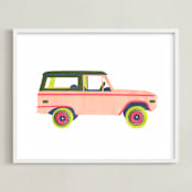 "Cruising Nantucket" - Art Print in Pale Pink by Kelsey Livingston - Framed