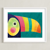 "Here's Looking At You" - Art Print in Toucan Teal by Noonday Design - Framed