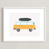 "Wheels 4" - Art Print in Mustard by Kristie Kern - Framed