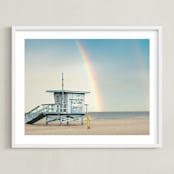 "Rainbow Days" - Art Print in Sky Blue by Shannon Howard - Framed
