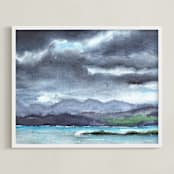 "Cloud Symphony Ring of Kerry Ireland" - Art Print in Stormy Indigo by Eva Marion - Framed