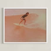 "Rose Surf King" - Art Print in Rose Quartz by Annie Seaton - Framed
