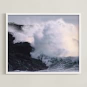 "Pacific Surge" - Art Print in Steel Blue by Courtney Crane - Framed