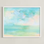 "Aqua Days" - Art Print in Aqua Blue by AlisonJerry - Framed