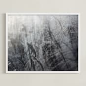 "A Chronicle of Marks No. 07" - Art Print in Stainless Steel Grey by Janie Allen - Framed