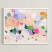 "Floral Sunshine" - Art Print in peach pink by Shina Choi - Framed