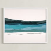"Turquoise Wave" - Art Print in Turquoise by Caryn Owen - Framed