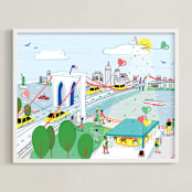 "Jane's Carousel in Dumbo Brooklyn" - Art Print in Spring Celebration by Lindsey Balbierz - Framed