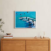 "Surfers at Sunset" - Art Print in Ultramarine Blue by Annie Seaton - In a Room