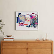 "Pink and Blues Landscape" - Art Print in Fuchsia Pink by Erin McCluskey Wheeler - In a Room