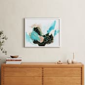 "Flora in Motion" - Art Print in aqua blue by Sarah McInroe - In a Room