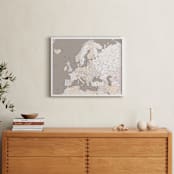 "Map of Europe with cities" - Art Print in Light earth tones by Rosana Laiz Blursbyai - In a Room