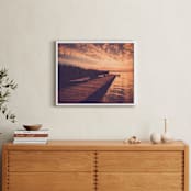 "Red sunset and boat" - Art Print in orange brick by Lying on the grass - In a Room