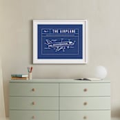 "Airplane Blueprint" - Art Print in Blueprint by Meggy Masters - In a Room