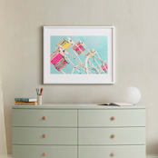"Fair Days 3" - Art Print in Aqua, Pink, Yellow by Shannon Howard - In a Room