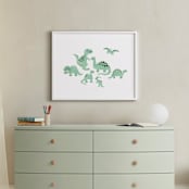 "Darling Dinos" - Art Print in Fern by Jessie Steury - In a Room