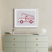 "Fancy Firetruck" - Art Print in Retro Red by Jessie Steury - In a Room