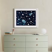 "Through space and time" - Art Print in Prussian blue by raven erebus - In a Room