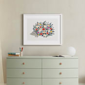"Porcupine Bloom" - Art Print in Peony Red by Afton Harding - In a Room