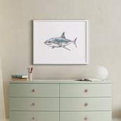 "Shark in Smiling Waters" - Art Print in Shark Gray by Lauren Rogoff - In a Room
