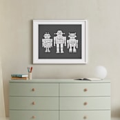 "Robot Buddies" - Art Print in Charcoal by Jessie Steury - In a Room