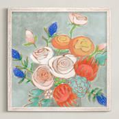 "A Bouquet for Kaitlin" - Art Print in Coral by Jennifer Allevato - Framed