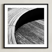 "Curve Bench Geometric I" - Art Print in tonal grey by Van Tsao - Framed