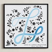 "Lovely Letter" - Art Print in Black by Sara Heilwagen - Framed