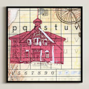 "Schoolhouse Rock No.3" - Art Print in Red by Kelly Maron Horvath - Framed
