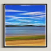 "Abstract Beachscape" - Art Print in Sky Blue by Andy Mars - Framed