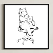 "Sayl Chair Bear" - Art Print in black and white by Flume Design - Framed