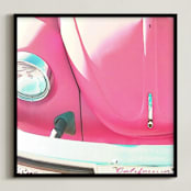 "Punch Buggy" - Art Print in Fushia by Mechelle Gilford - Framed