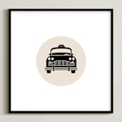 "Retro Taxi" - Art Print in Bone by Alaina Cherup - Framed