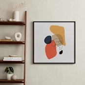 "Between the Lines II" - Art Print in coral by Svitlana Martynjuk - In a Room