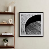 "Curve Bench Geometric I" - Art Print in tonal grey by Van Tsao - In a Room