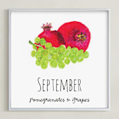 "September Fruits" - Art Print in Pomegranate Red by Kanika Mathur - Framed