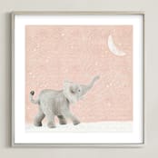 "Moon Balloon Too" - Art Print in Blush moon by Maja Cunningham - Framed