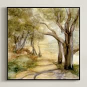 "Dreamy Olive Trees" - Art Print in Olive Green by Bethany Hackmann - Framed Canvas