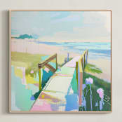 "Barefoot Blue-Jean Day" - Art Print in Marsh by Julie Chi - Framed Canvas