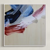"We Will Move I" - Art Print in Deep Blue and Rose Red by Candace Rae Art - Framed Canvas