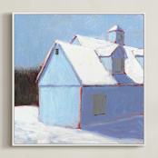 "Linen Snow" - Art Print in Ice Blue by Carol C. Young - Framed Canvas