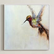"The Humbly Hummingbird " - Art Print in orange by Amanda Faubus - Framed Canvas
