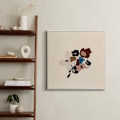 "Creamy Abstract Botanical" - Art Print in Creamy Yellow Beige by Caryn Owen - In a Room